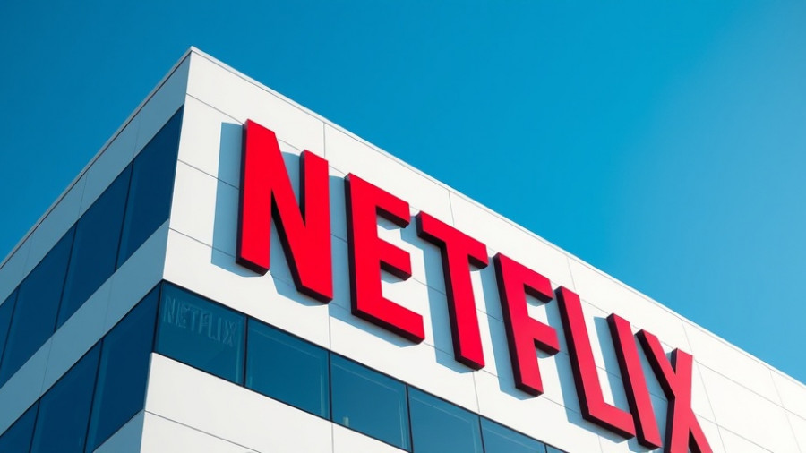 Netflix building exterior showcasing logo against clear sky.