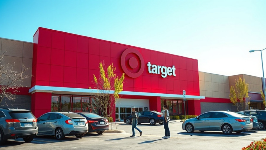 Target store front with parking lot on sunny day.