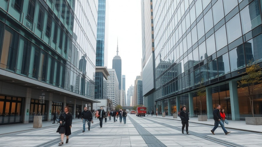 Manhattan condo view with modern architecture.