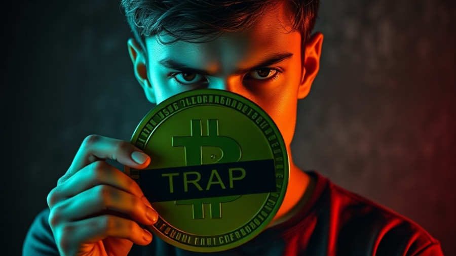 Intense man with Bitcoin 'TRAP' warning, Crypto Market Volatility Strategies