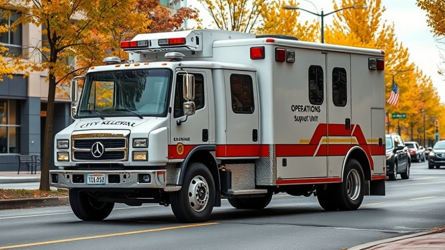 City of Kelowna operations support unit vehicle at evacuation drill.