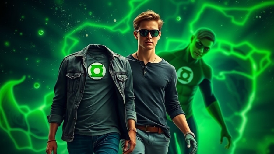 DC Comics John Stewart Lanterns theme with character and comic illustration.