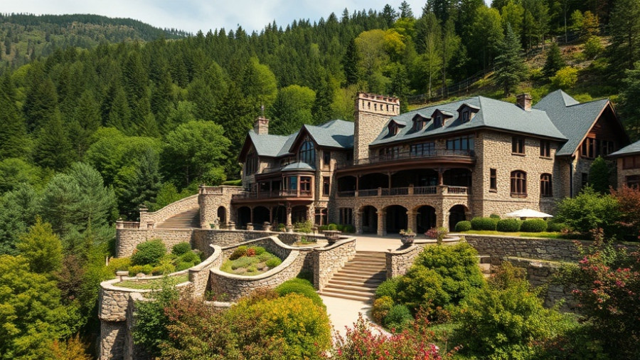 Luxurious mansion on forested mountainside, most expensive Airbnb in Canada.