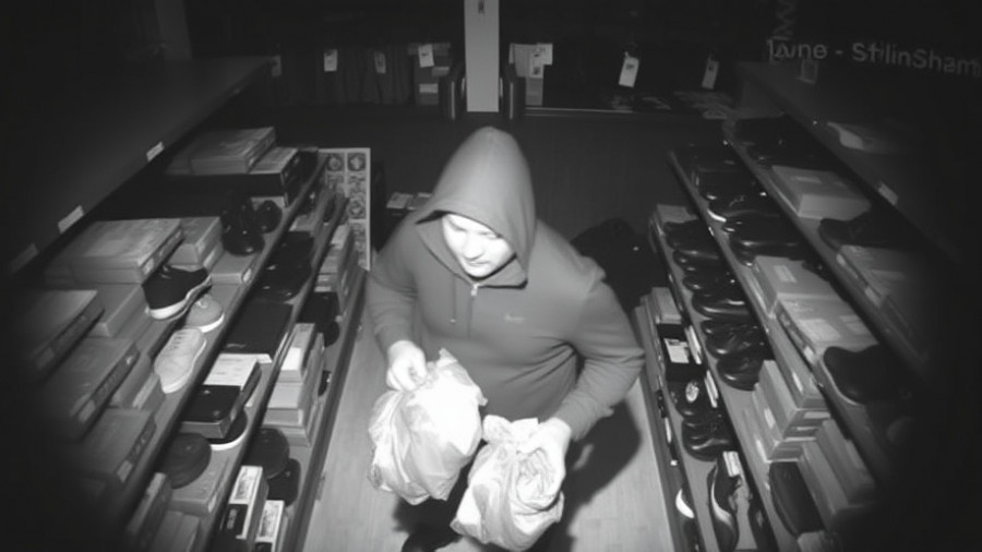 Security footage of a theft in a Kelowna shoe store.