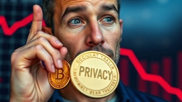 Privacy Coins and Their Resilience in a Bear Market concept with man holding coins.