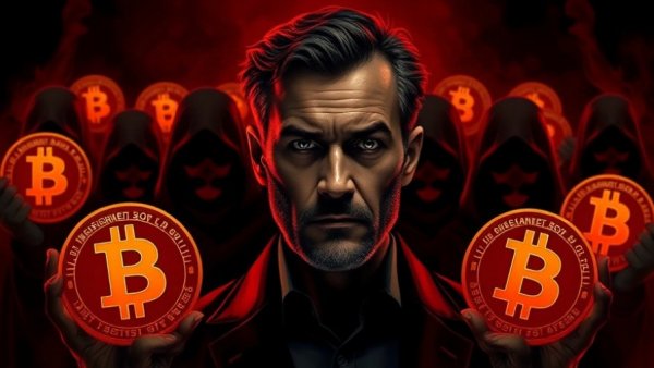 Bitcoin market dynamics illustrated with strategic takeover theme.