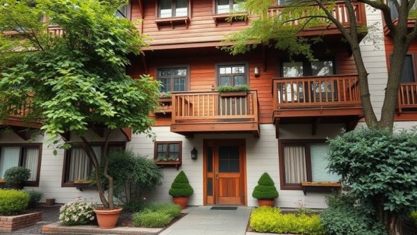 Kelowna rental market deflation: modern apartments with wooden accents.