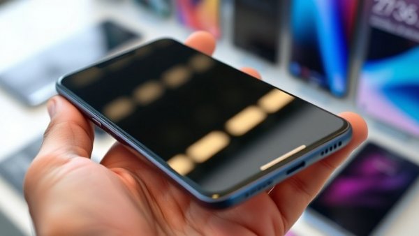 Sleek smartphone held in hand, focus on design and detail