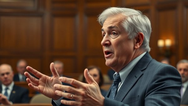 Elderly man passionately speaks on B.C. tanker ban repeal in political setting.