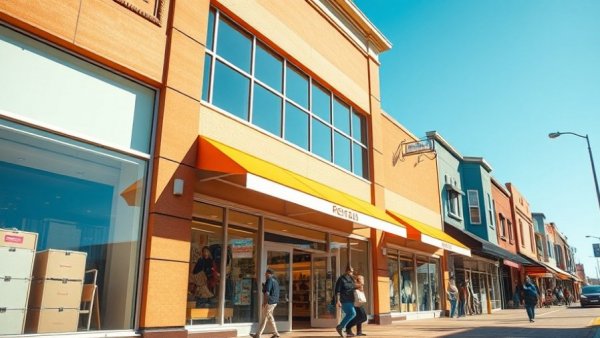Ulta Beauty store entrance with customers and orange awnings.
