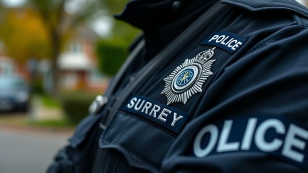 Surrey Police officer's uniform and badge, December 2025.