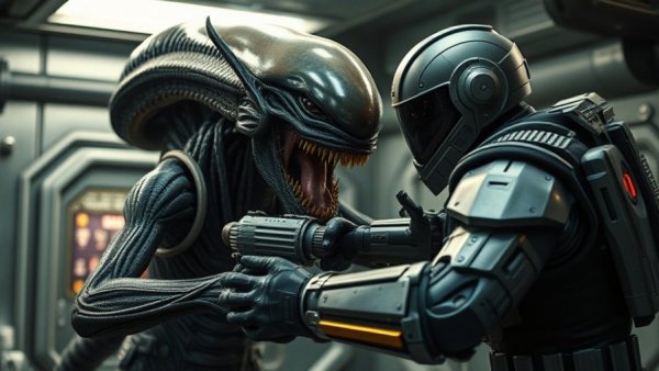 Terrifying battle in Dead Space franchise with alien and space engineer.