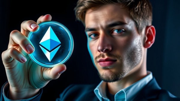 Dynamic scene of Ethereum coin prediction, whale activity influence.