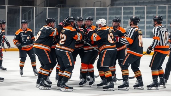 Minor hockey fight investigation underway as players engage in an altercation.