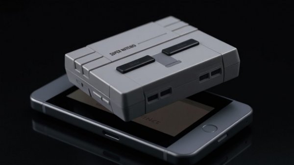 Digitize your Super Nintendo games: retro cartridge floating above a device.