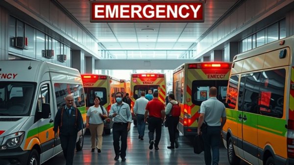 B.C. paramedics at hospital emergency entrance during potential job action.