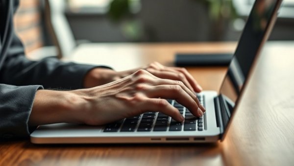 Hands typing on a laptop illustrating B.C. public sector flexible work policy.