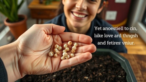 Onion seeds held over soil, 'Start Onions Now' prompt. Seeds to start in January.