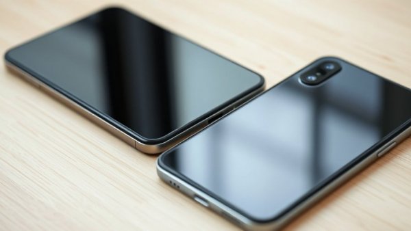 Sleek smartphones comparison highlighting brand logos.