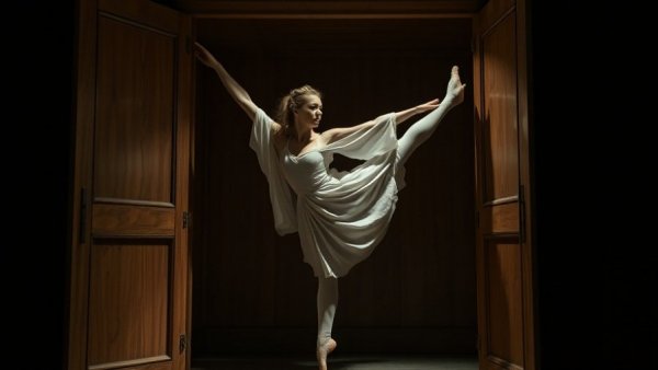 Living Things Festival Kelowna dancer in wardrobe, artistic pose.