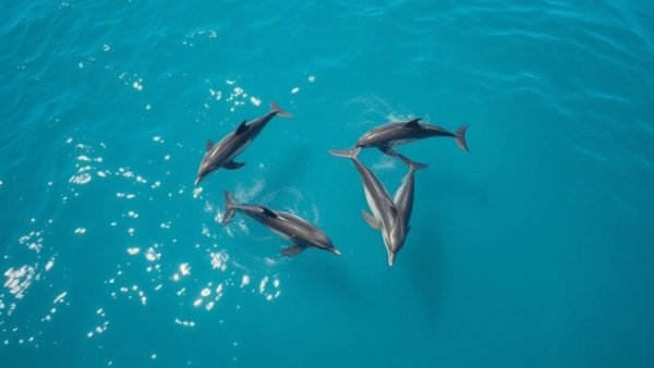 Dolphins swimming in clear blue ocean, ocean heat content record.