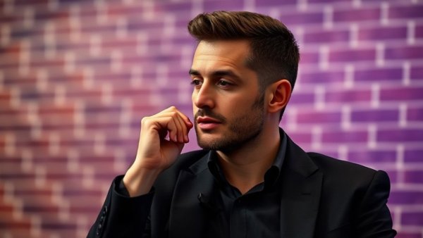 Man contemplating trading to invest in Bitcoin, thoughtful expression.