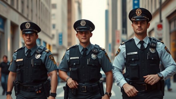 Police officers in city street, public safety setting, related to addiction treatment options Kelowna.