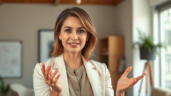 Mid-career stress management advice from a professional woman in office.