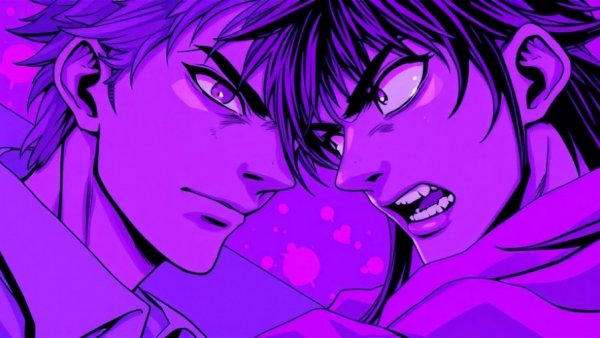 Centuria manga review: vibrant manga illustration in purple.