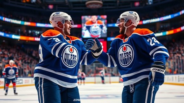 Edmonton Oilers celebrating victory on ice without Draisaitl.