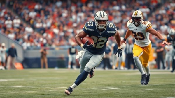 AI-Generated Misinformation NFL Fan Accounts image showing football action with player evading.