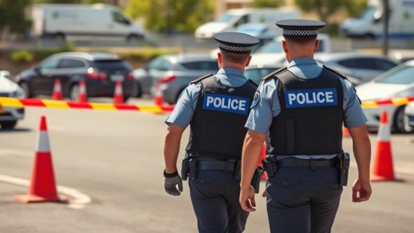 Police officers in Surrey addressing B.C. extortion issues at crime scene.