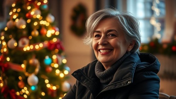Warm smile by Christmas tree in Kelowna liver transplant crisis context