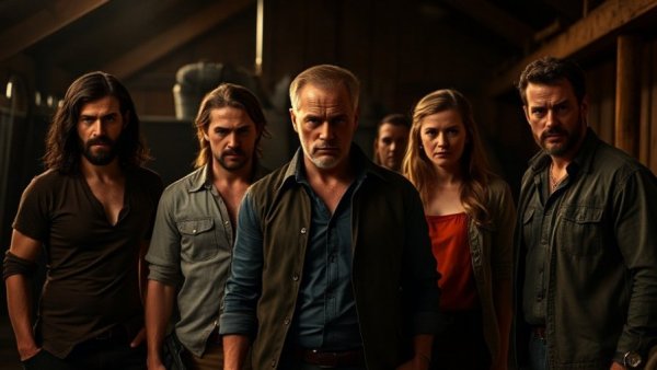 Sinners IMAX re-release scene depicting a tense group in rustic barn.