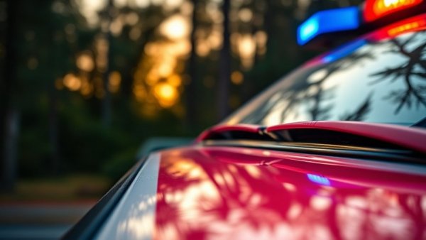 Police vehicle with flashing lights for Kelowna immigration warrant arrests