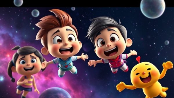 The Super Mario Galaxy Movie vibrant space scene with animated characters.