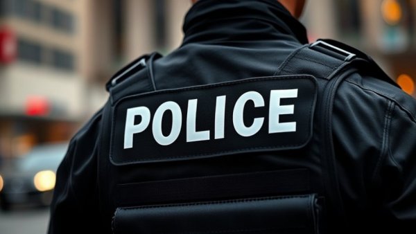 Back view of a police officer in Kelowna crime news context.