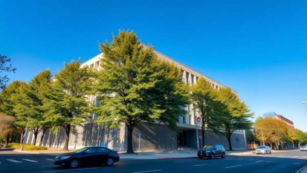 Kelowna City Hall, sunny day, vibrant urban architecture.
