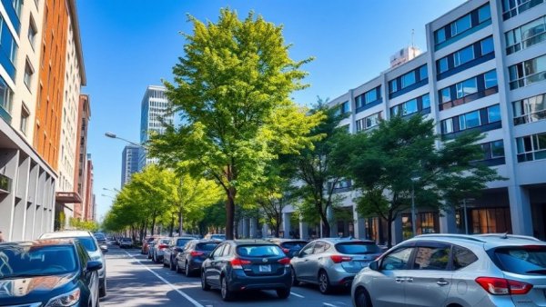 Doyle Avenue street view with parked cars and modern buildings, clear day.