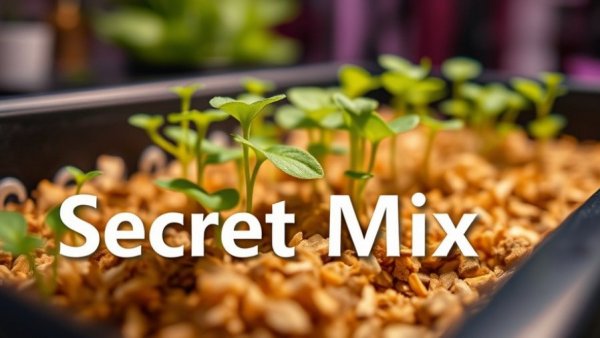 Seedlings with vermiculite mix for seed germination, vibrant lighting.