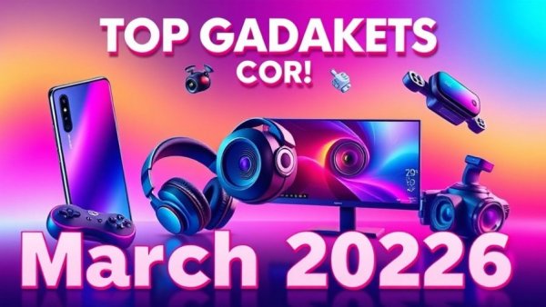 Collage of best gadgets of March 2026 including smartphone, headphones, and monitor.