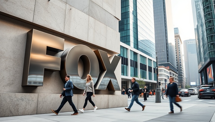 Fox One streaming service launch depicted with FOX logo on city wall