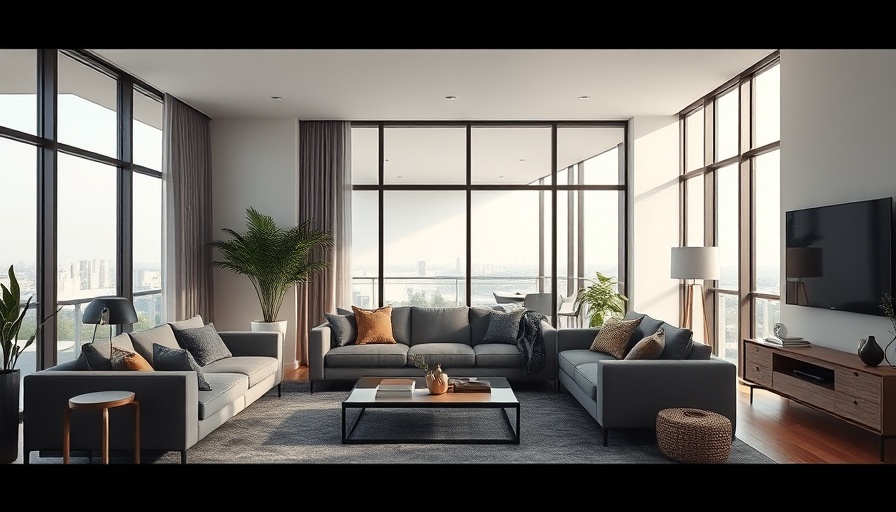 Modern apartment living room design, spacious and elegant.