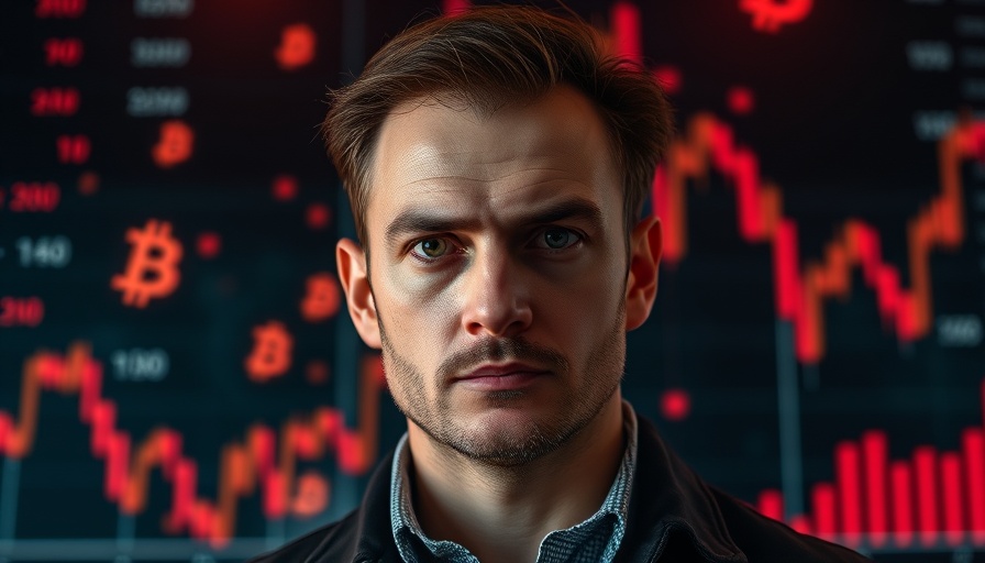 Crypto Warning This Will Hurt: Man with intense focus in digital currency backdrop.