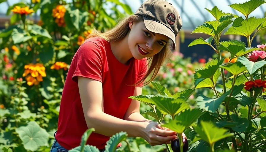 Pruning Eggplants for a Better Harvest: Woman tending to garden.