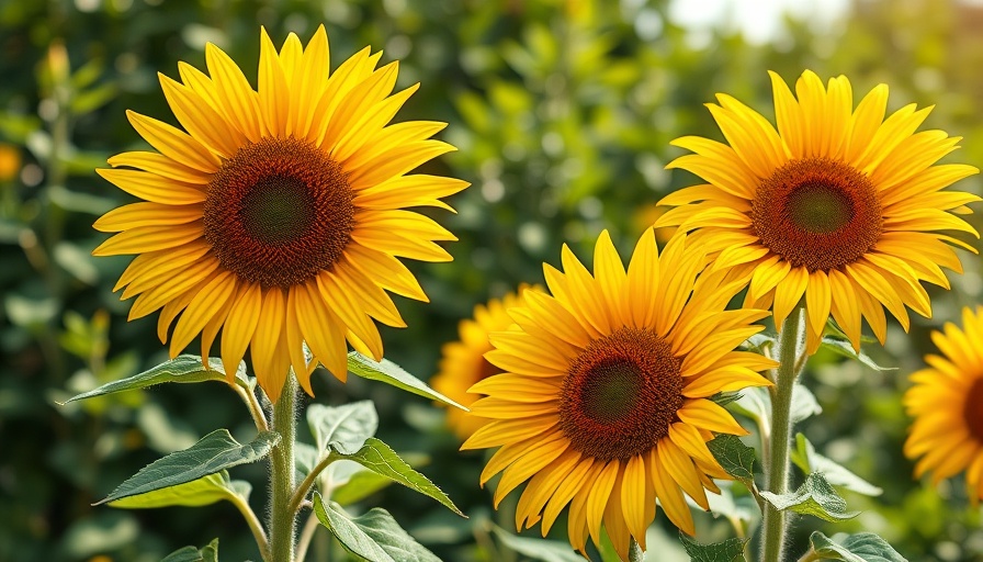 Vibrant tall sunflowers thriving in a garden for Building a Sunflower Fort.