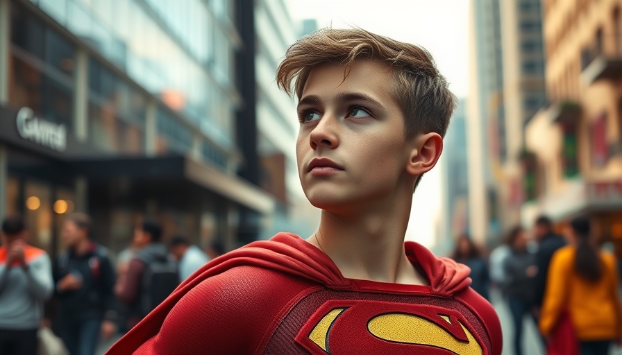 Superhero in urban setting during audition tape scene.