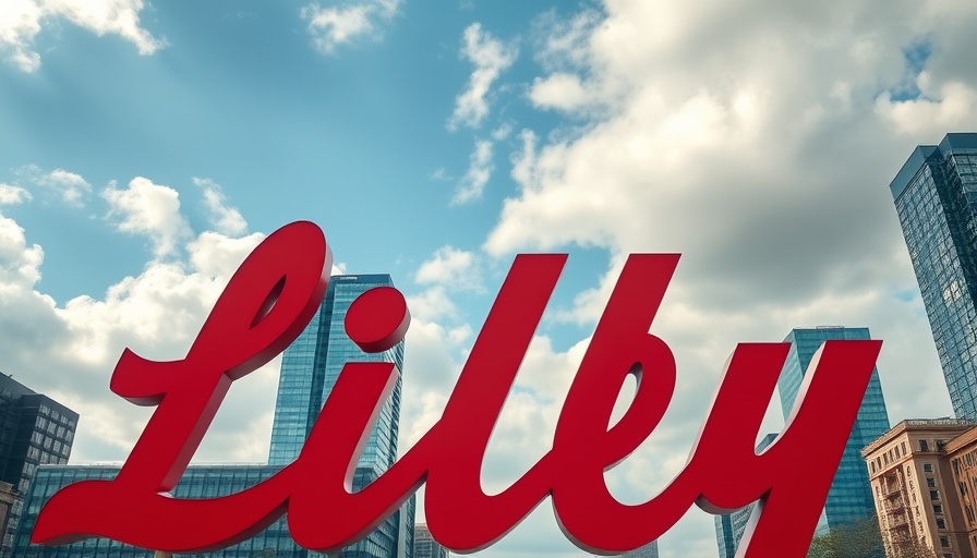 Eli Lilly sign with cloudy sky background
