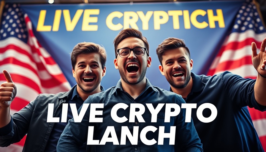 Colorful banner for Trump's New Crypto Launch with dynamic graphics.