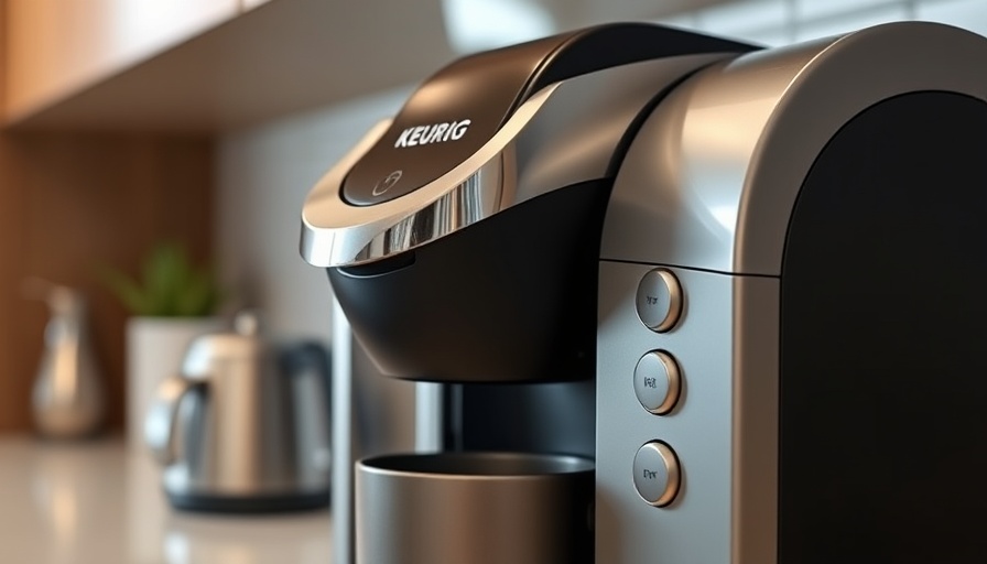 Close-up of Keurig coffee machine in modern kitchen.